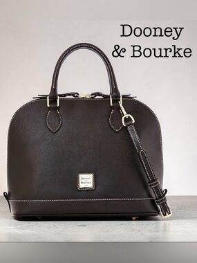 Dooney & Bourke Black Dome Satchel with Contrast Stitching